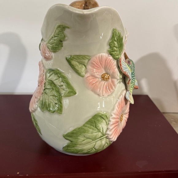 1987 VINTAGE 2 QT FITZ & FLOYD 3D HUMMING BIRD PITCHER - Picture 2 of 9